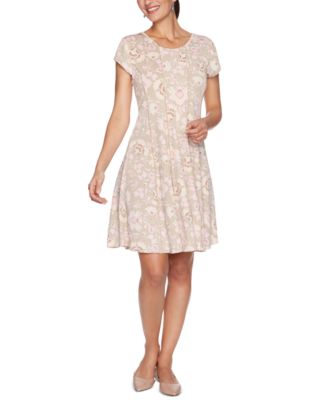 Ruby Rd. - Petite Dotted Floral-Print Dress