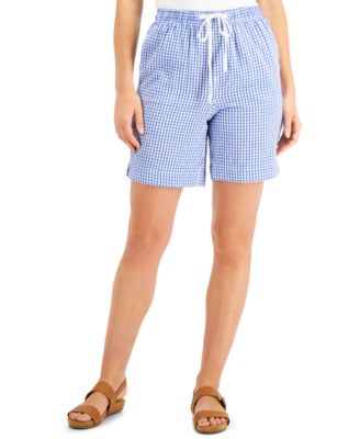 Karen Scott - Gingham Cotton Drawstring Shorts, Created for Macy's