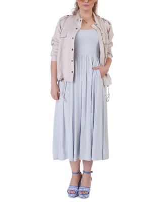 Black Tape Plus Size Solid Drawstring-Hem Cargo Jacket - Macy's