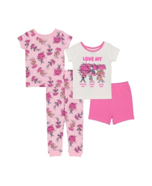 Trolls Toddler Girls 4 Piece Cotton Pajama Set