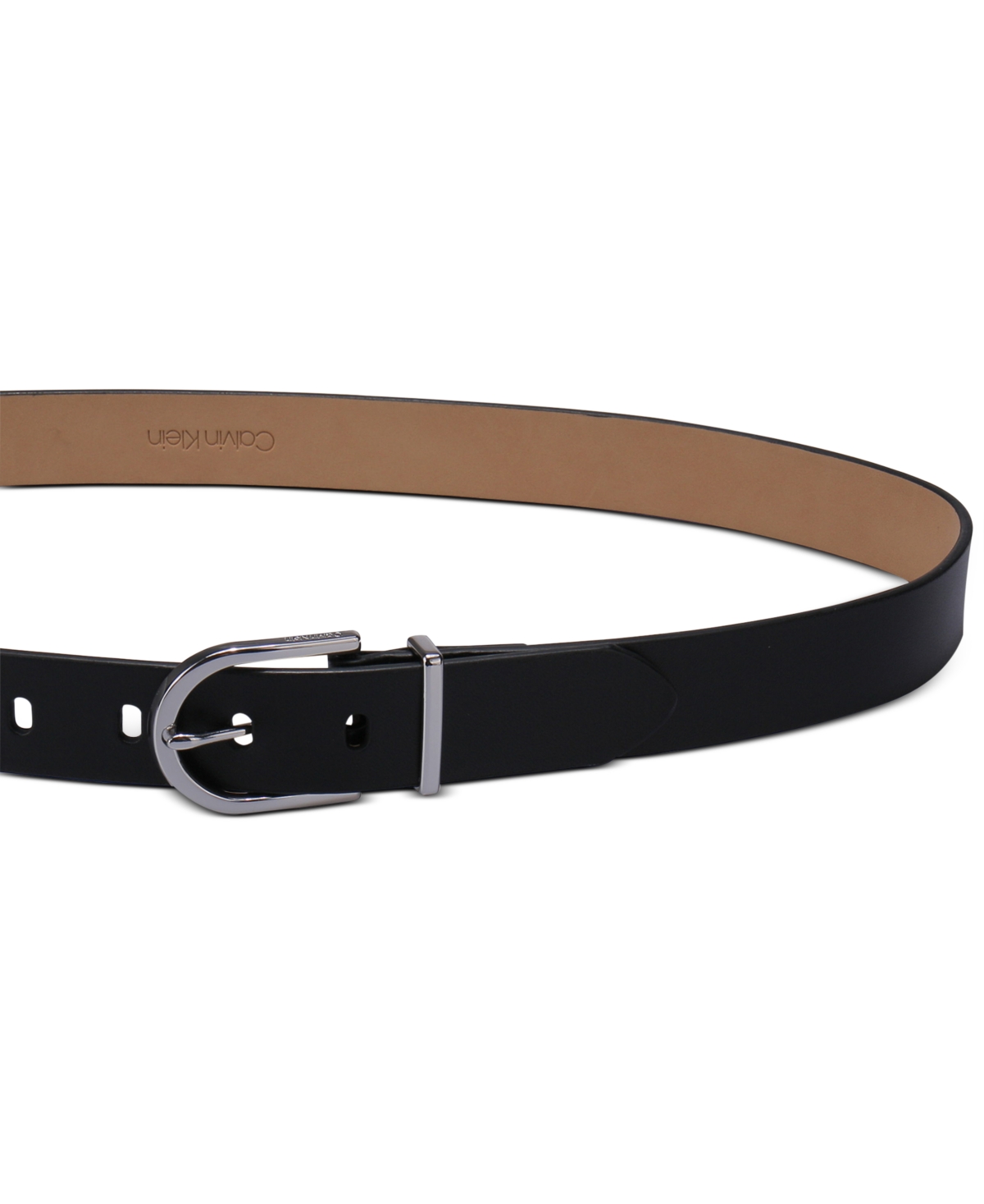 Calvin Klein Women's Rounded Buckle Trouser Pant Dress Belt In Black