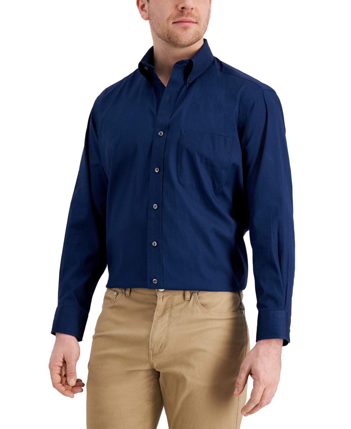Men's Regular Fit Pinpoint Dress Shirt, Created for Macy's - Grey