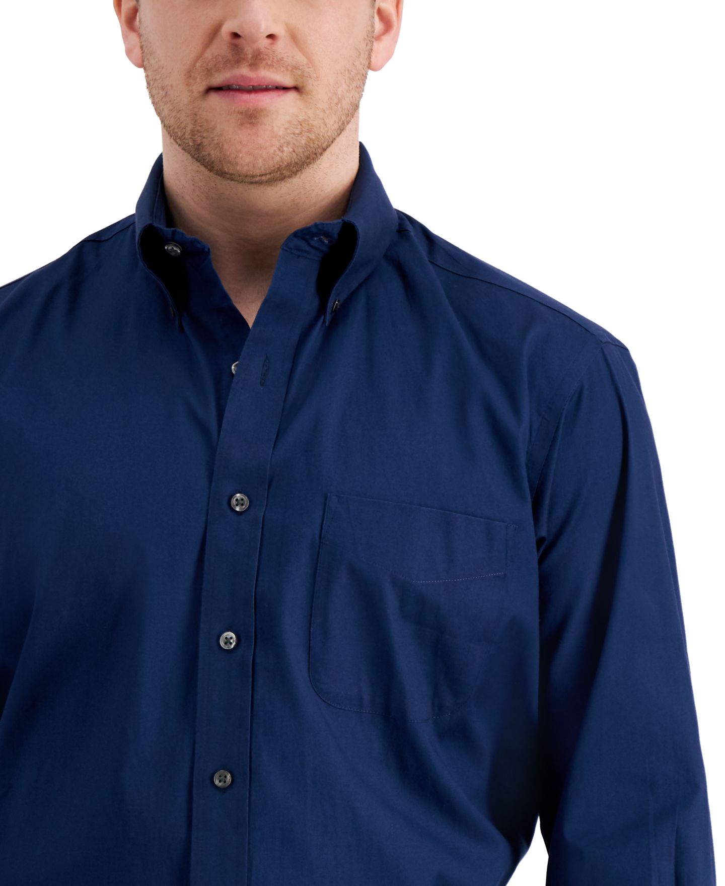 Мужская рубашка Club Room Regular Fit Pinpoint Dress Shirt, цвет: Глубокий океанский — фото 2