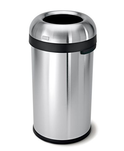 simplehuman Brushed Stainless Steel 60 Liter Bullet Open Trash Can