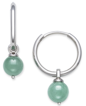 Macy's Dyed Jade Dangle Hoop Earrings In Sterling Silver In Sterling Silver