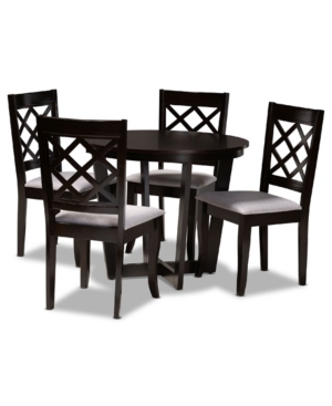 BAXTON STUDIO SELBY MODERN AND CONTEMPORARY FABRIC UPHOLSTERED 5 PIECE DINING SET