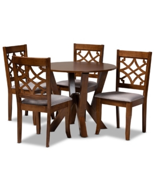 Baxton Studio Alisa Modern And Contemporary Fabric Upholstered 5 Piece Dining Set In Walnut Brown