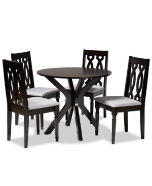 Baxton Studio Tricia Modern And Contemporary Fabric Upholstered 5 Piece Dining Set In Gray