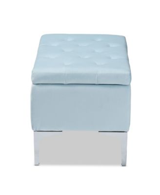 Mabel Modern and Contemporary Transitional Velvet Fabric Upholstered Storage Ottoman