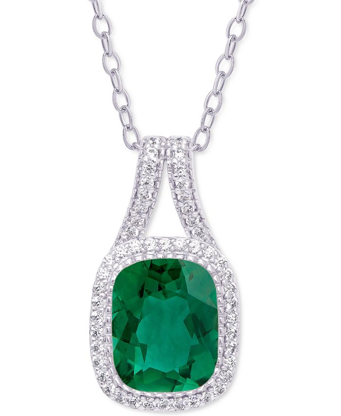 Macy's Green Quartz (2 ct. t.w.) & Cubic Zirconia Halo 18 ...