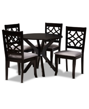 Baxton Studio Elena Modern And Contemporary Fabric Upholstered 5 Piece Dining Set In Dark Brown