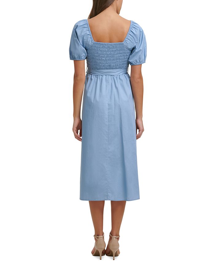 kensie Smocked Puff-Sleeve Midi Dress & Reviews - Dresses - Women - Macy's
