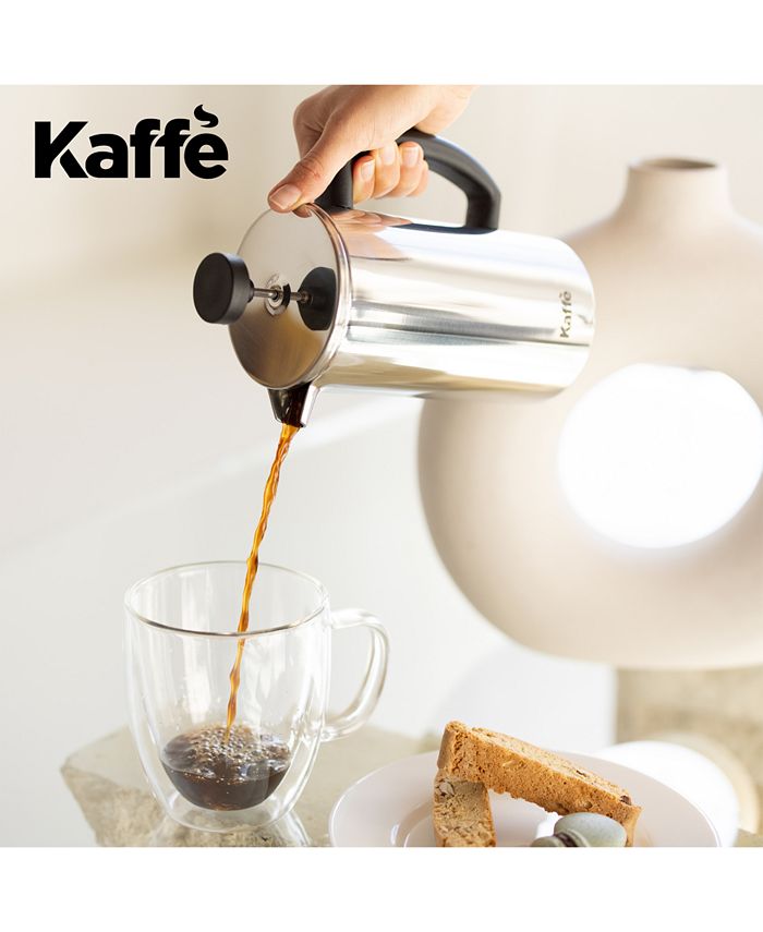 Kaffe French Press DoubleWalled Glass & Stainless Steel Coffee Maker