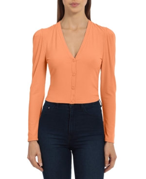 Avec Les Filles Cropped Rib-Knit Cardigan