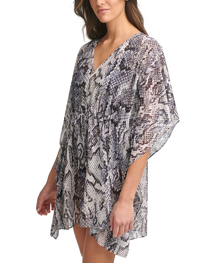 Calvin Klein Printed Drawstring Caftan CoverUp & Reviews Swimsuits