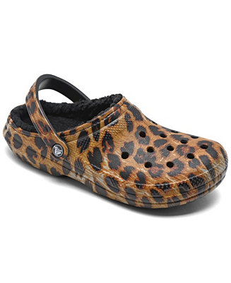 Crocs Classic Leopard Lined Clogs from Finish Line - Macy's