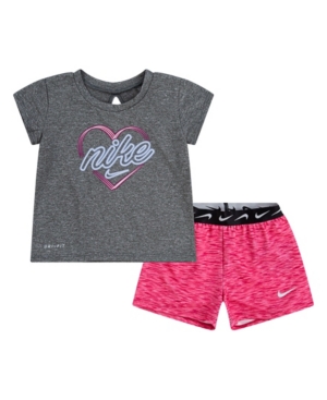 Nike Baby Girls 2-Piece Short Sleeve Dye Top and Match Back Short Set