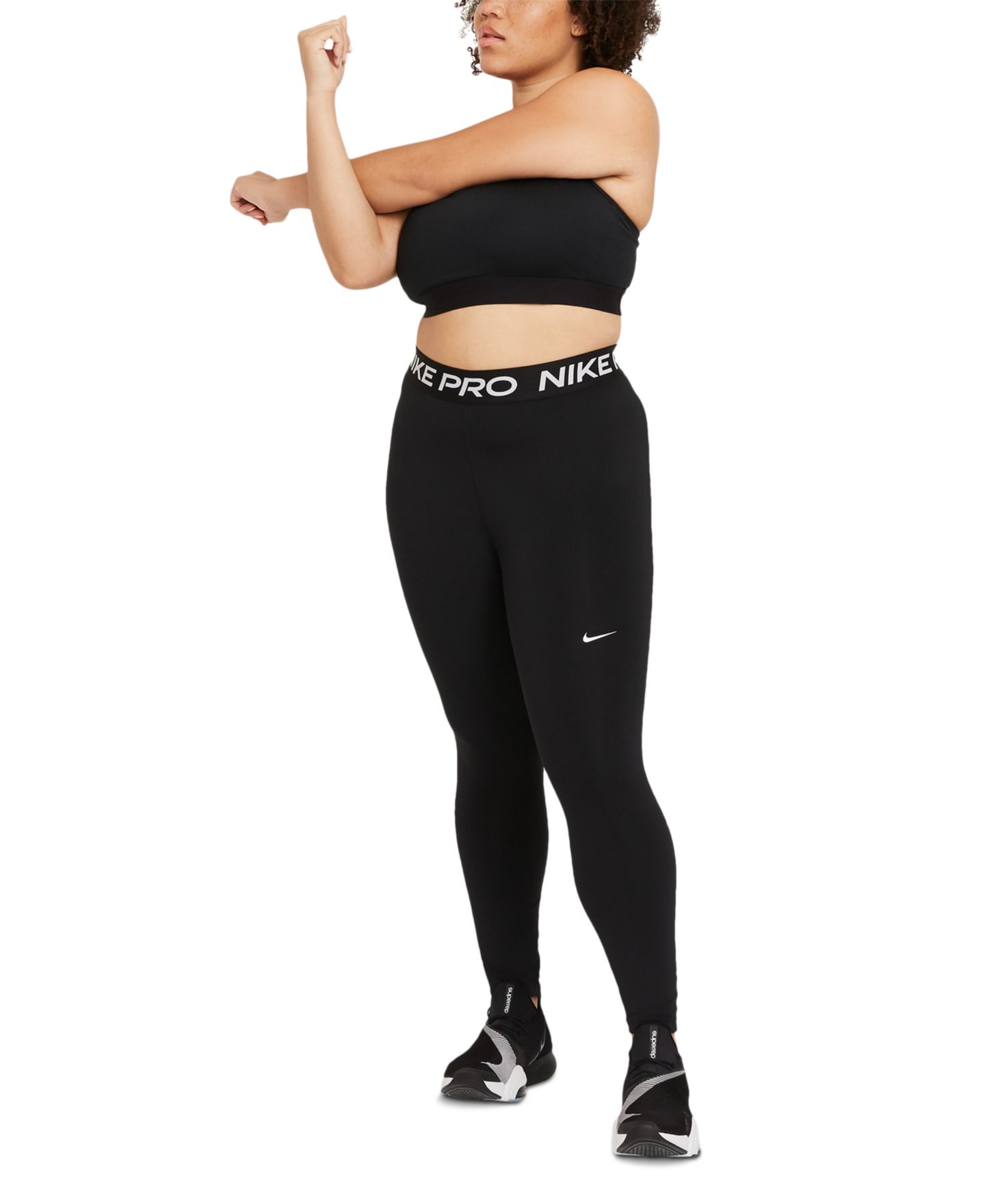 Женские леггинсы Nike Pro 365 Plus Size, цвет: Чёрный / Белый — фото 3