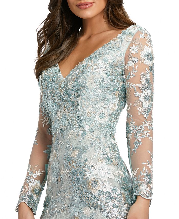 embroidered mesh gown