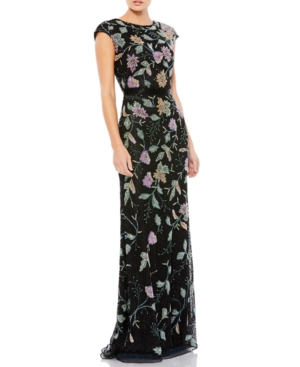 MAC DUGGAL BEADED FLORAL GOWN
