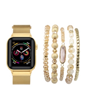 Posh Tech Men's And Women's Gold-tone Metal Loop Band Gold-tone Bracelets Bundle For Apple Watch 38mm In Multi