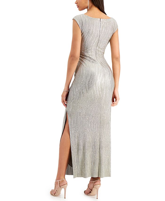 Connected Textured Metallic Gown - Macy's