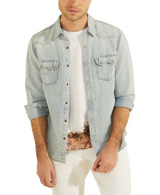 guess men's western denim shirt