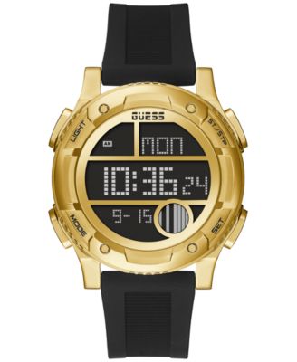 GUESS - Men's Digital Black Silicone Strap Watch 45mm