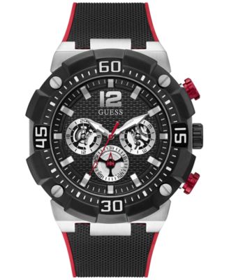 GUESS - Men's Black Silicone Strap Watch 50mm