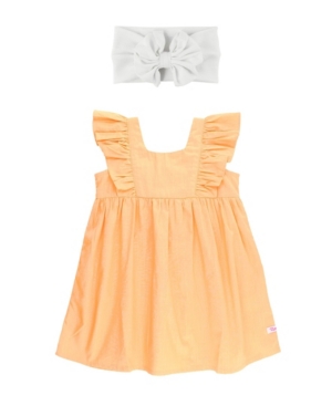 Baby Girls Ruffle Bow Dress and Bow Headband Set
