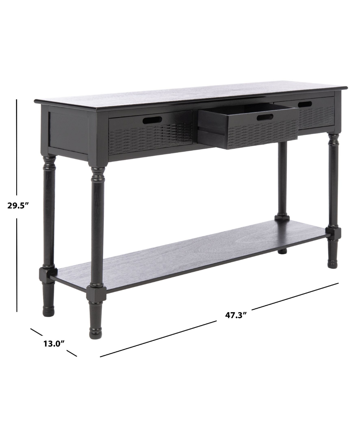 Safavieh Landers 3 Drawer Console In Black