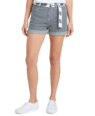 Dickies - Juniors' Railroad-Striped Belted Shorts