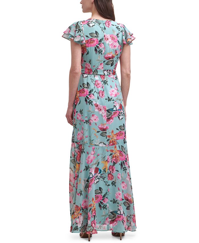 floral ruched chiffon faux wrap dress eliza j 2026 Buy