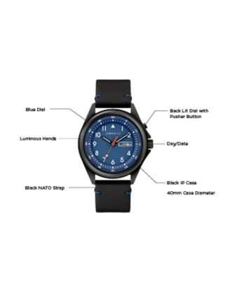 Men's Traditional Black Leather Strap Watch 40mm