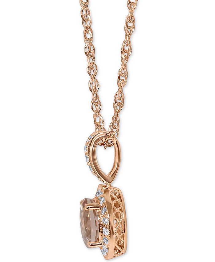 Macy's - Morganite (2-1/2 ct. t.w.) & Diamond (1/3 ct. t.w.) 18" Pendant Necklace in 14k Rose Gold