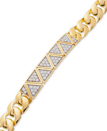 Macy's - Men's Diamond Triangular Cluster Statement Bracelet (1 ct. t.w.) in 14k Gold-Plated Sterling Silver