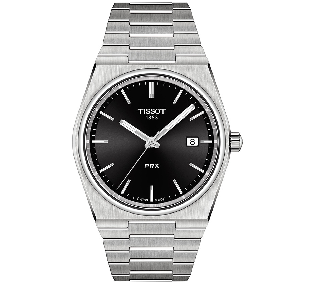 Tissot Men's Swiss Prx Stainless Steel Bracelet Watch 40mm In Black