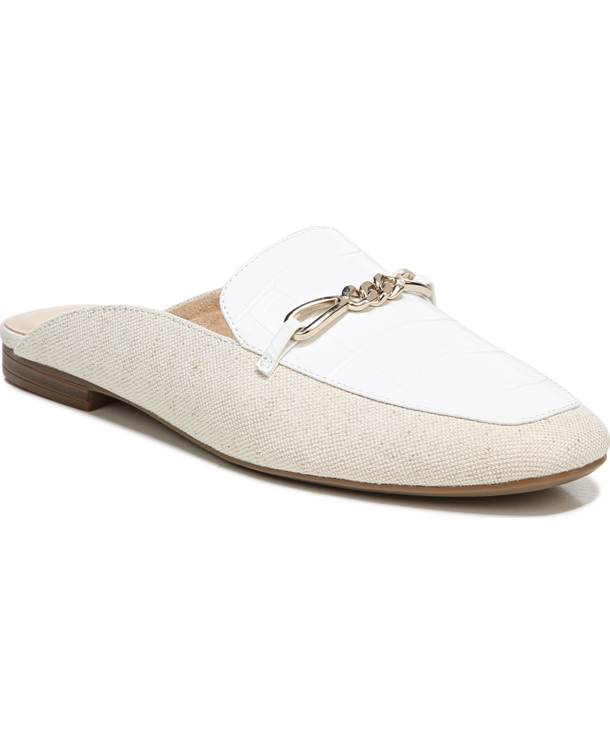 Naturalizer Kayden-mule Mules Women's Shoes In White Faux Leather/linen ...