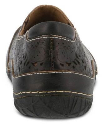 L Artiste Women s LIBORA Hand Painted Leather Loafers with Floral Perforation and Removable Insole