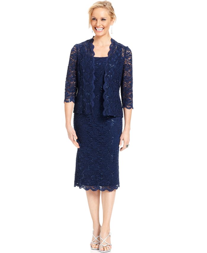 Alex evenings lace clearance sheath dress and jacket