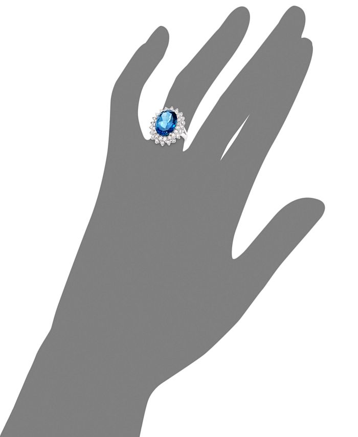 Macy's 14k White Gold Ring, London Blue Topaz (12 ct. t.w.) and Diamond ...