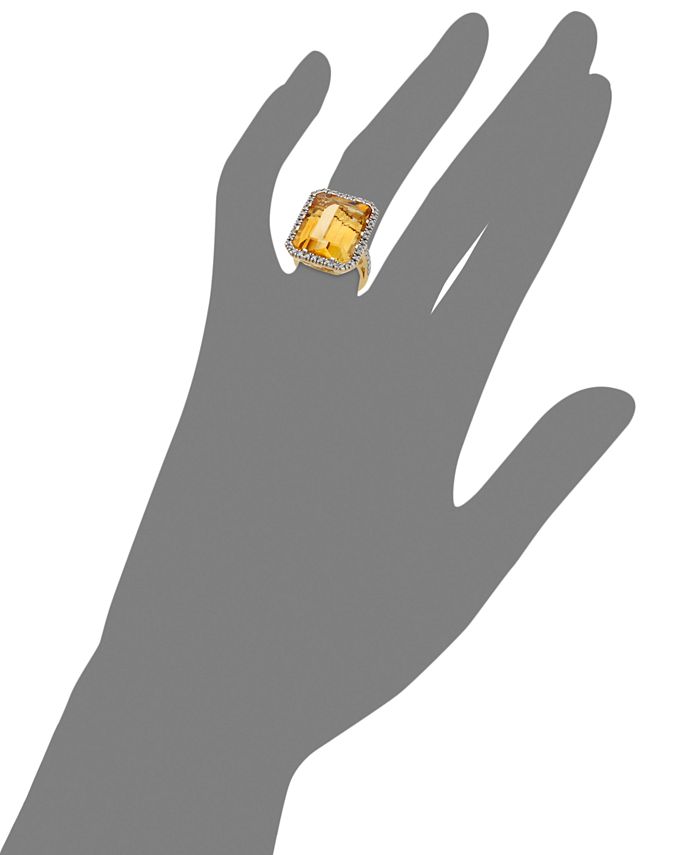Macy's - 14k Gold Ring, Citrine (22 ct. t.w.) and Diamond (1/2 ct. t.w.) Rectangle Ring