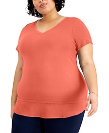 Plus Size Layered-Hem Top, Created for Macy's