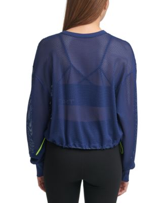 Mesh Drawstring-Waist Top
