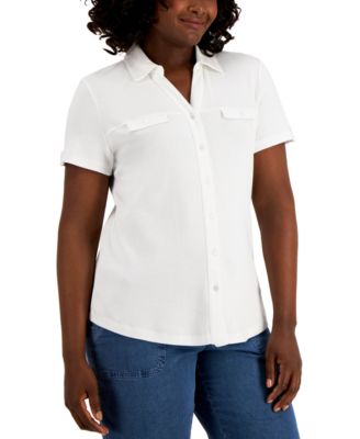 Karen Scott Short Sleeve Button Shirt Created for Macy s Macy s