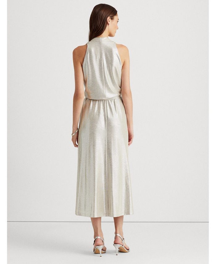 metallic halter gown