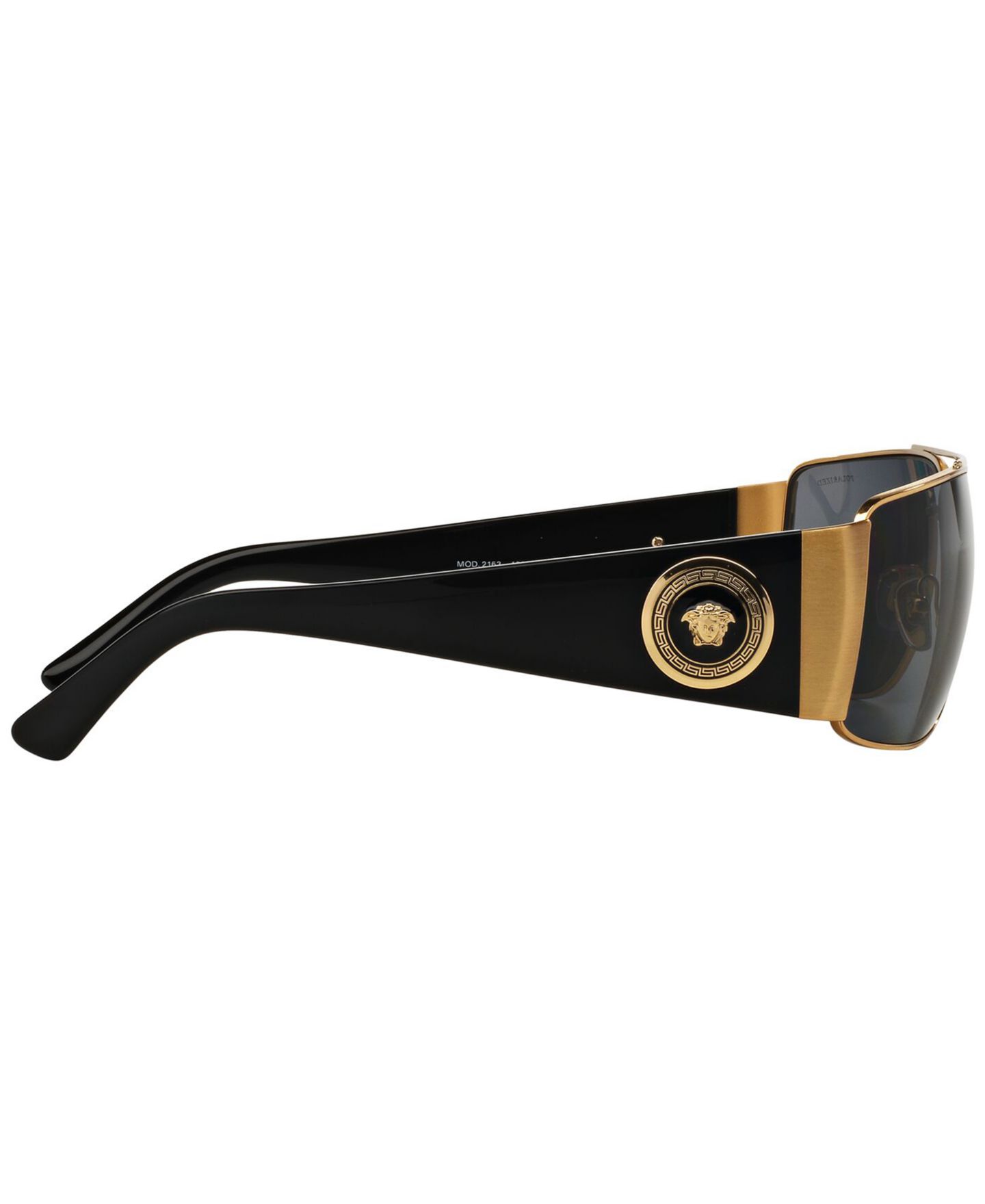 Женские солнцезащитные очки Versace Polarized Sunglasses, VE2163, цвет: Золотой чёрный / Серый — фото 6