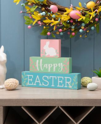 9.5"L Wooden Easter Block Table Decor