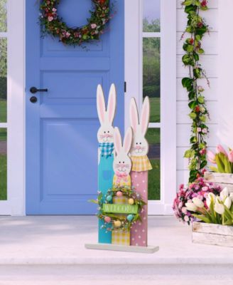 30"H Easter Wooden Bunny Family Standing Decor