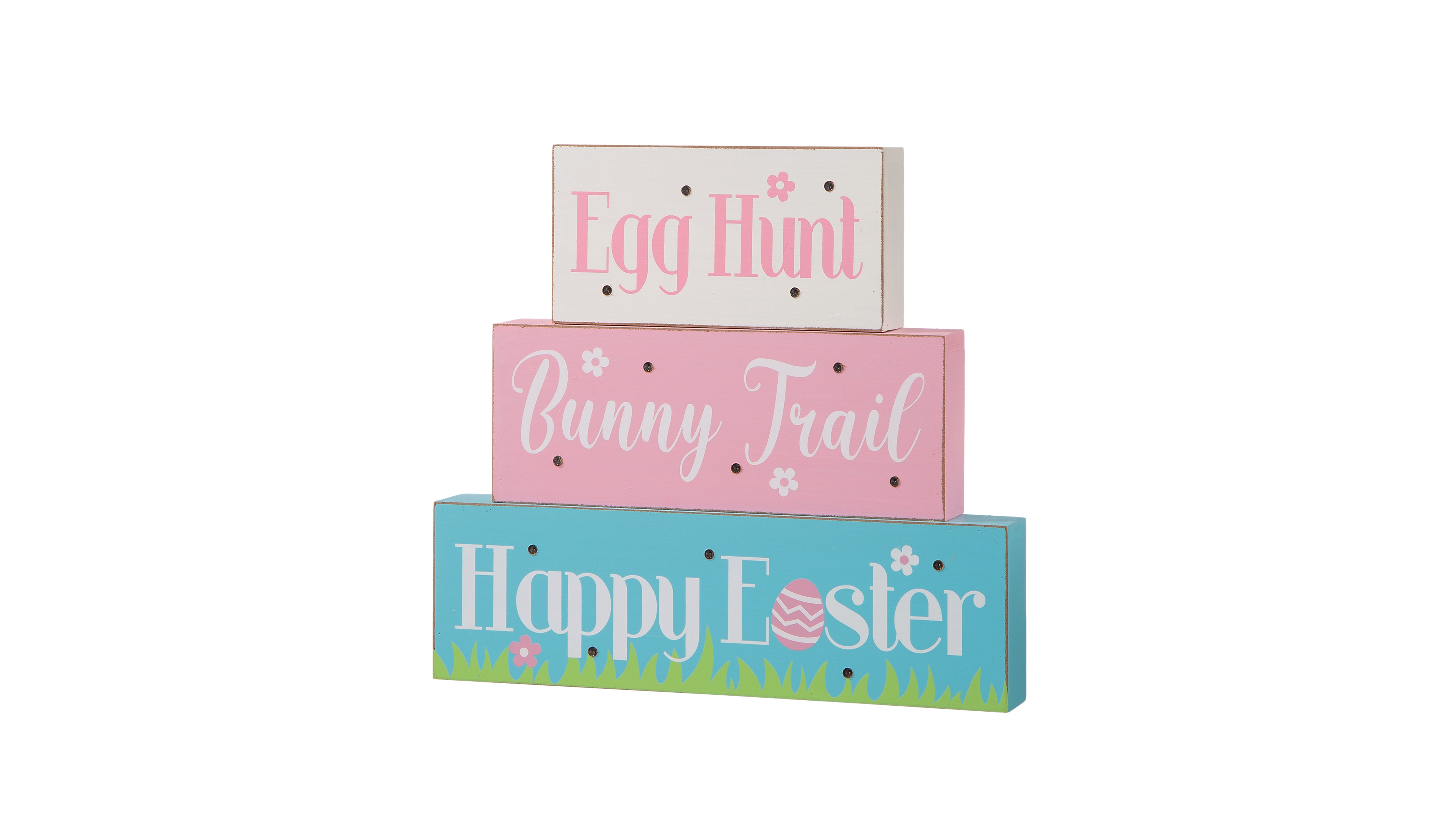 Glitzhome 12"L Easter Led Lighted Wooden Metal Block Word Sign